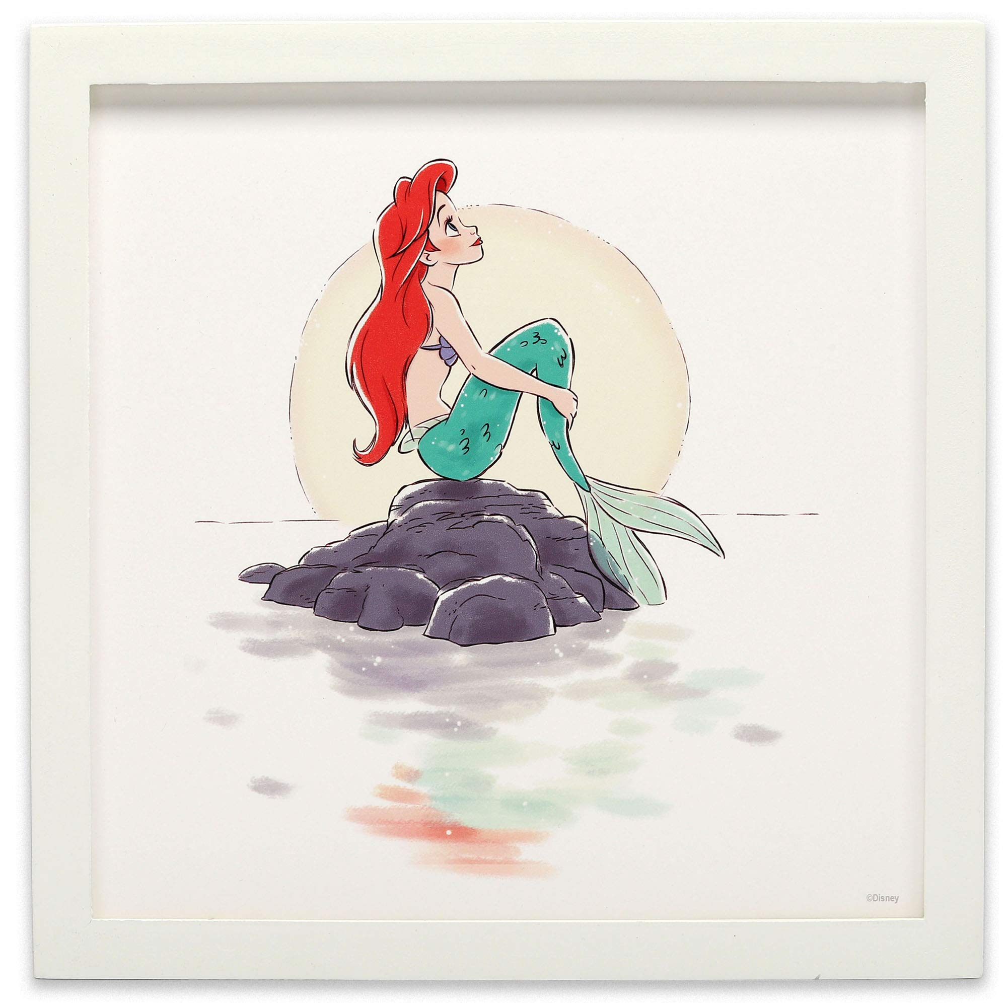 Disney The Little Mermaid Ariel Framed Wood Wall Decor - Classic Ariel Picture For Bedroom, Play Room or Movie Room