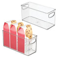 iDesign Plastic Stackable Pantry Bin - Storage Bin with Handles for Cabinets or Fridge - Set of 2 - Clear