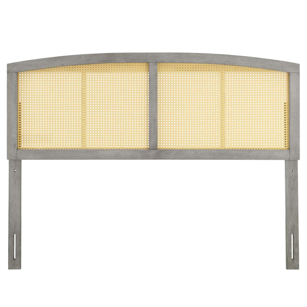 Modway Halcyon Cane Woven Rattan Headboard, Full, Gray