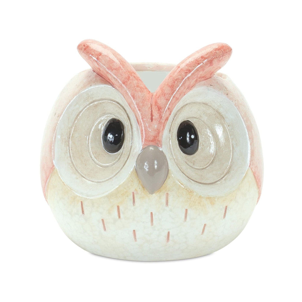 Melrose Set Of 3 Terra Cotta Owl With Blue Finish 85083Ds