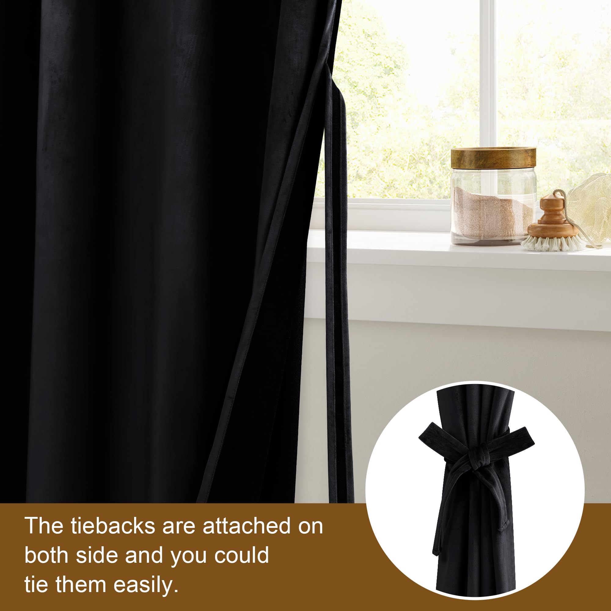 Dwcn Velvet Curtains Extra Wide 84 Inches - Black Blackout Bundleable Heavy Duty Thermal Insulated Energy Efficiency Grommet Win