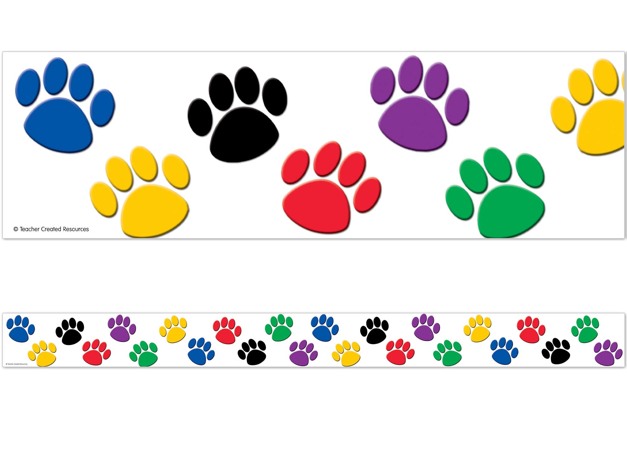 Teacher Created Resources Straight Border Trim, Colorful Paw Prints (4641)