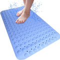 PARVY Bath Mat, Shower Carpet, Bathroom Floor Mat, AntiSlip Shower Mat with Suction Cup  100 x 40 cm, Light Blue, Silicone