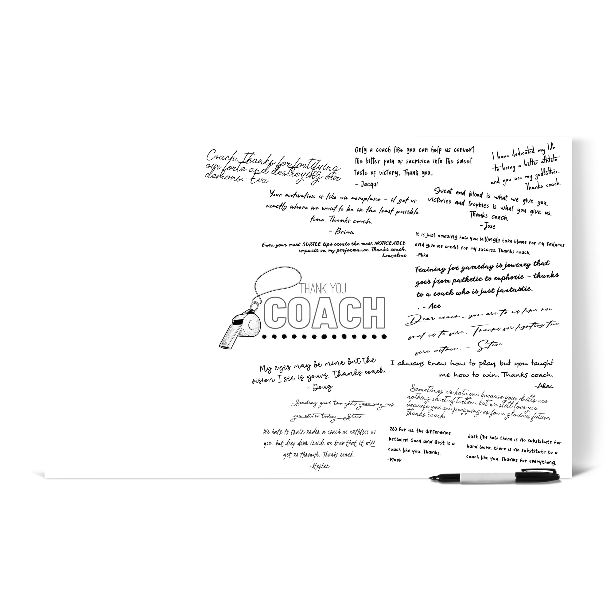 L&O Goods Best Coach Gift | Signature Card for Sports Coach | Great for Football, Basketball, Baseball, Softball, Gymnastics, So
