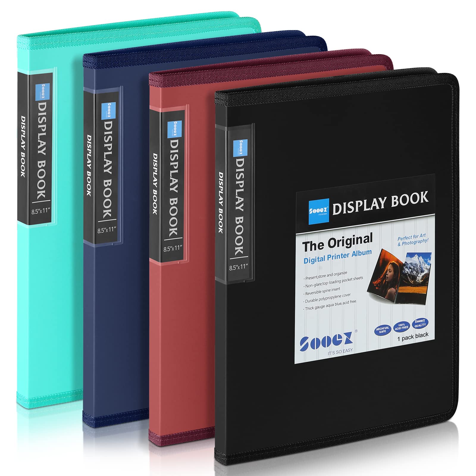 Sooez 30-Pocket Binder With Plastic Sleeves 8.5X11', Heavy Duty Art Portfolio Folder With Clear Sheet Protectors, Display 60 Pa