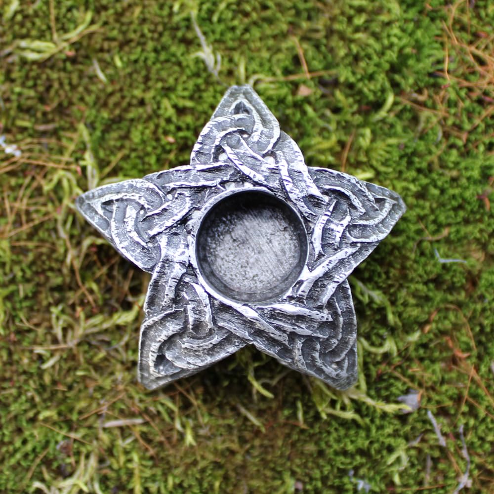 Pewter Mini Celtic Knot Star Chime Candle Holder