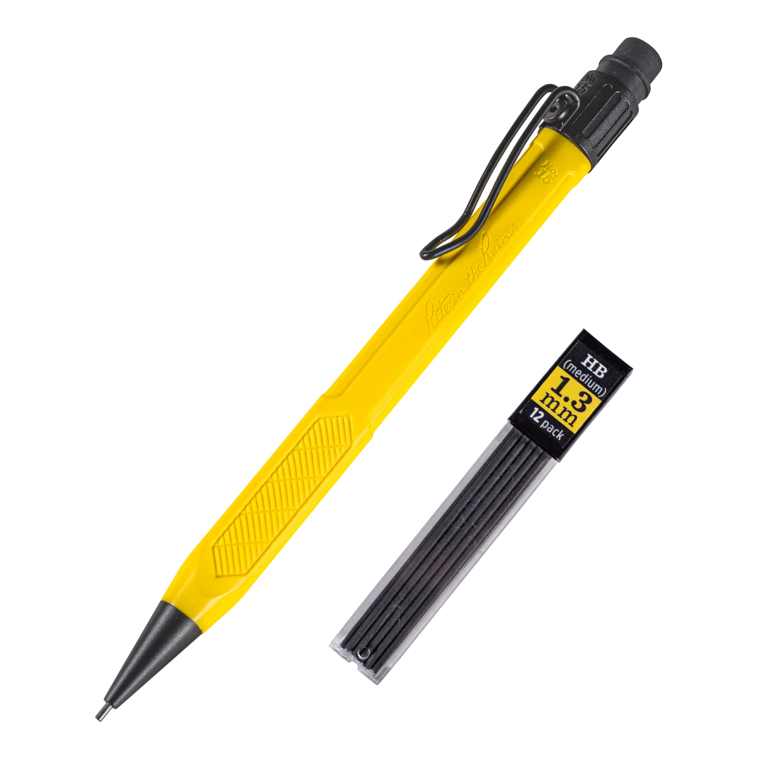 Rite In The Rain Weatherproof Mechanical Pencil, Yellow Barrel, 1.3Mm Dark Lead, 12 Lead Refills (No. Ye15)