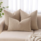 Miulee 18X18 Inch Decorative Pillow Covers For Couch Bed Set Of 2 Textured Boucle Neutral Throw Pillows Khaki Accent Solid Cushion Pillowcase Cozy Soft Chair Sofa Livingroom Home Decor