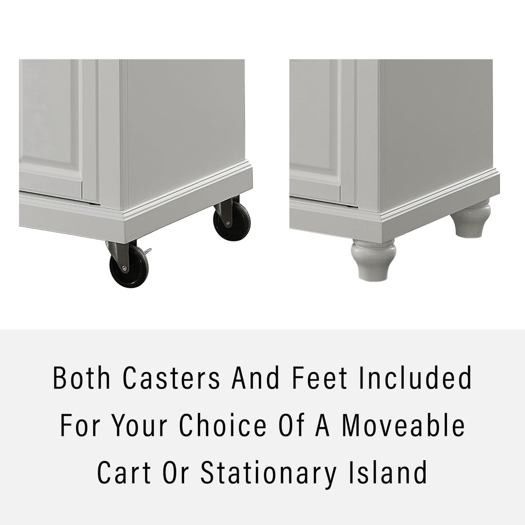 Crosley Furniture Cambridge Granite Top Small Portable Rolling Kitchen Island Storage Cart, Microwave Stand, White