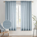 Melodieux Dusty Blue Semi Sheer Curtains 72 Inches Long for Bedroom, Living Room Linen Look Privacy Window Rod Pocket Sheer Drap