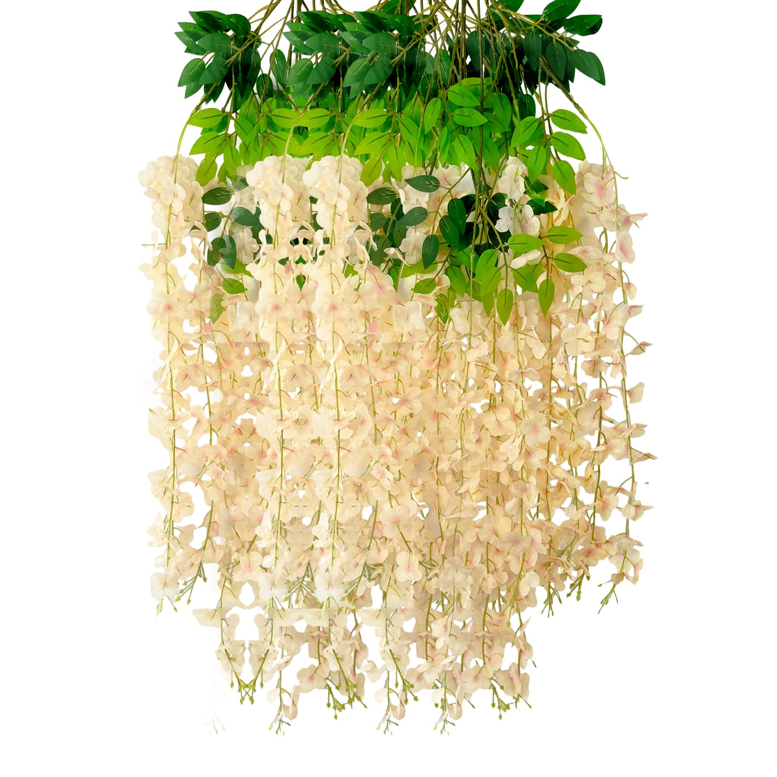 12 Pack Wisteria Hanging Flowers, 3.77 Feet Artificial Flower Vines, Fake Rattan Hanging Flowers, Silk Wisteria Garland Flowers 