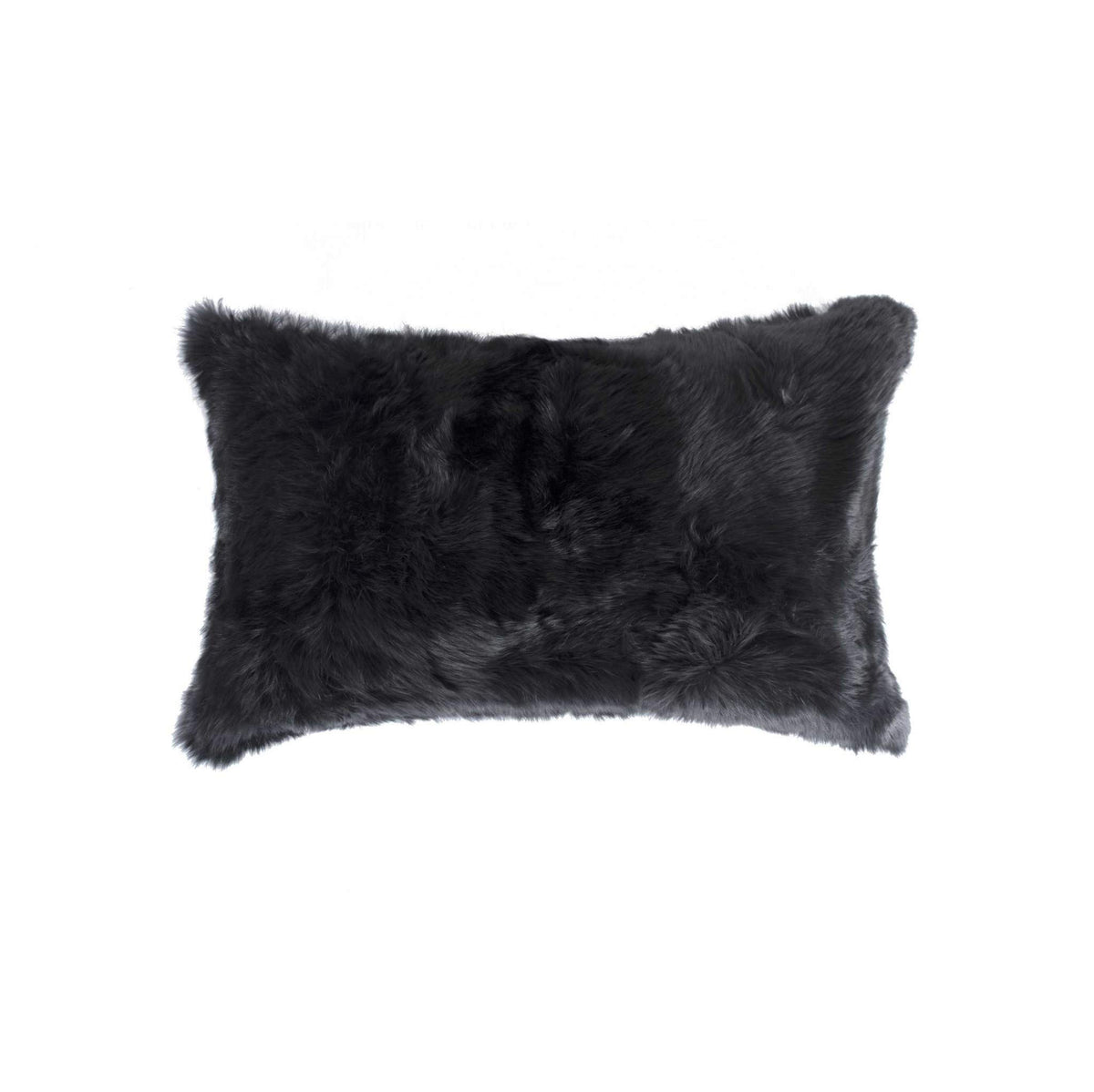 HomeRoots Decor 5-inch x 12-inch x 20-inch 100% Natural Rabbit Fur Black Pillow