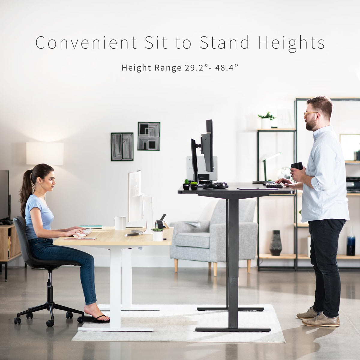 Vivo Electric 71 X 36 Inch Rustic Standing Desk Workstation, Memory Controller Height Adjustment, 1B Series, Vintage Brown Top Gray Frame, Desk-Kit-1G7N-36