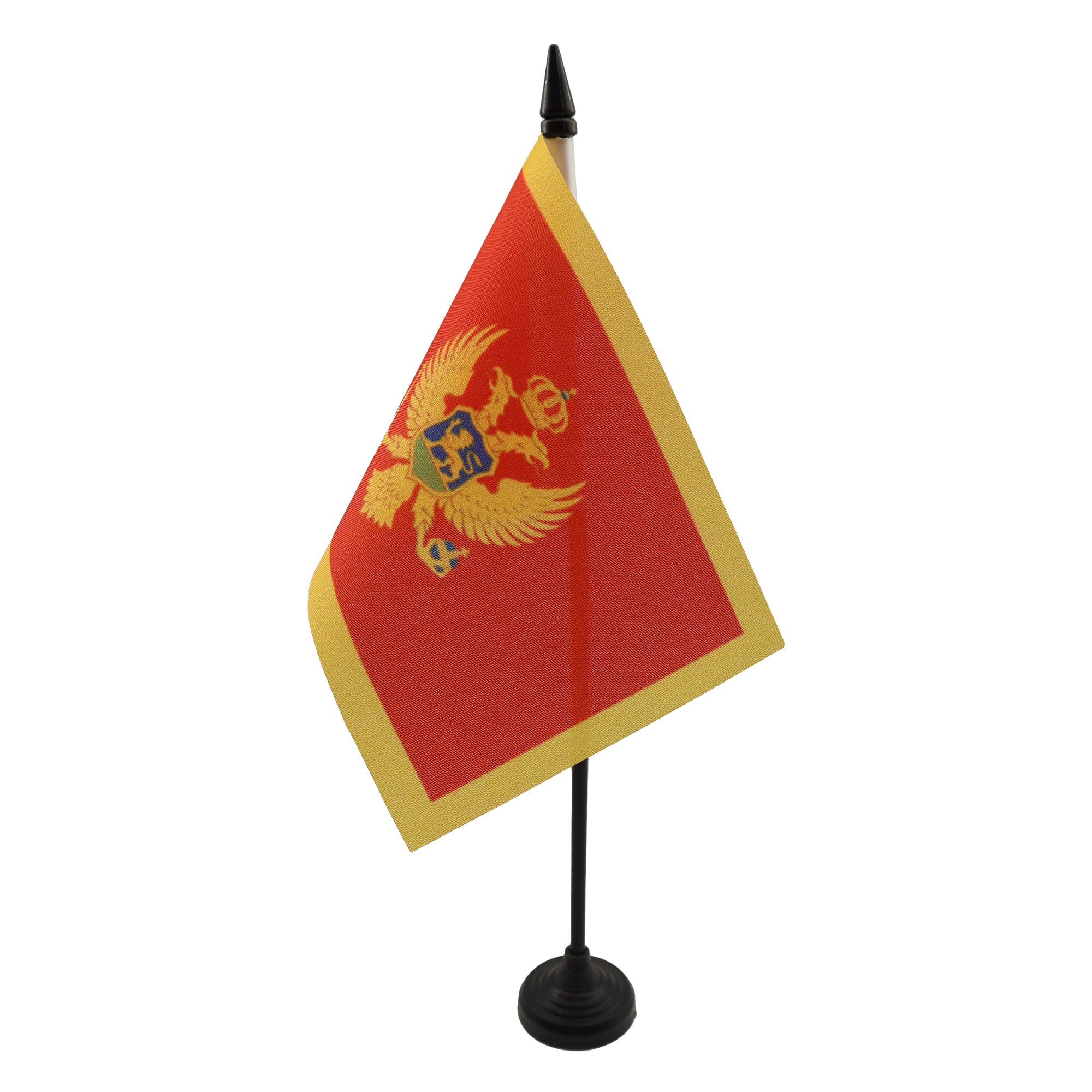 Montenegro Table Flag 4' X 6' - Montenegrin Desk Flag 15 X 10 Cm - Black Plastic Stick And Base - Az Flag