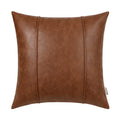 Brawarm Brown Leather Throw Pillow Covers 16 X 16 Inches - Faux Leather Pillow Cover With Piping, Hand Stitched Leather Throw Pi