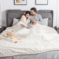 Woomer Electric Heated Blanket, 84'X 90' Queen Size Heating Blanket, Rose Flower Patterns Faux Fur & Soft Sherpa, 4 Heating Le
