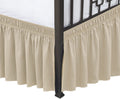 Biscaynebay Wrap Around Bed Skirts With Split Corners For Full Beds 17' Drop, Light Camel Elastic Dust Ruffles Easy Fit Wrinkle & Fade Resistant Silky Luxurious Fabric Solid Machine Washable
