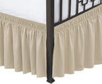 Biscaynebay Wrap Around Bed Skirts With Split Corners For Full Beds 17' Drop, Light Camel Elastic Dust Ruffles Easy Fit Wrinkle & Fade Resistant Silky Luxurious Fabric Solid Machine Washable