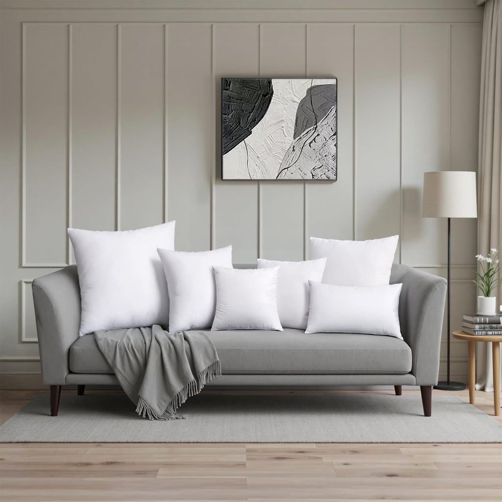 MIULEE Throw Pillow Insert 12x20 Inch Polyester White Decorative Cushion Stuffer for Couch Sofa Bed