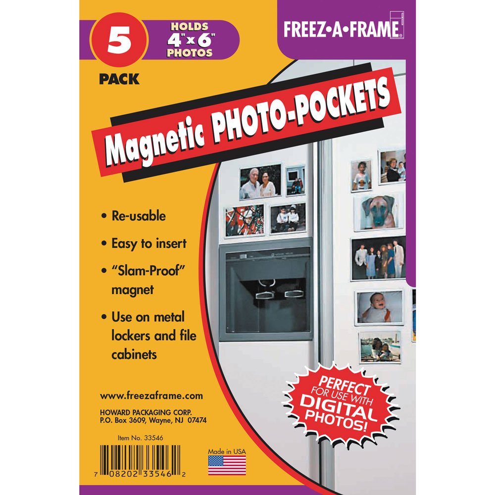 Set Of 5 Freez-A-Frame, Magnetic 4 x 6 Photo Frame. Made in USA