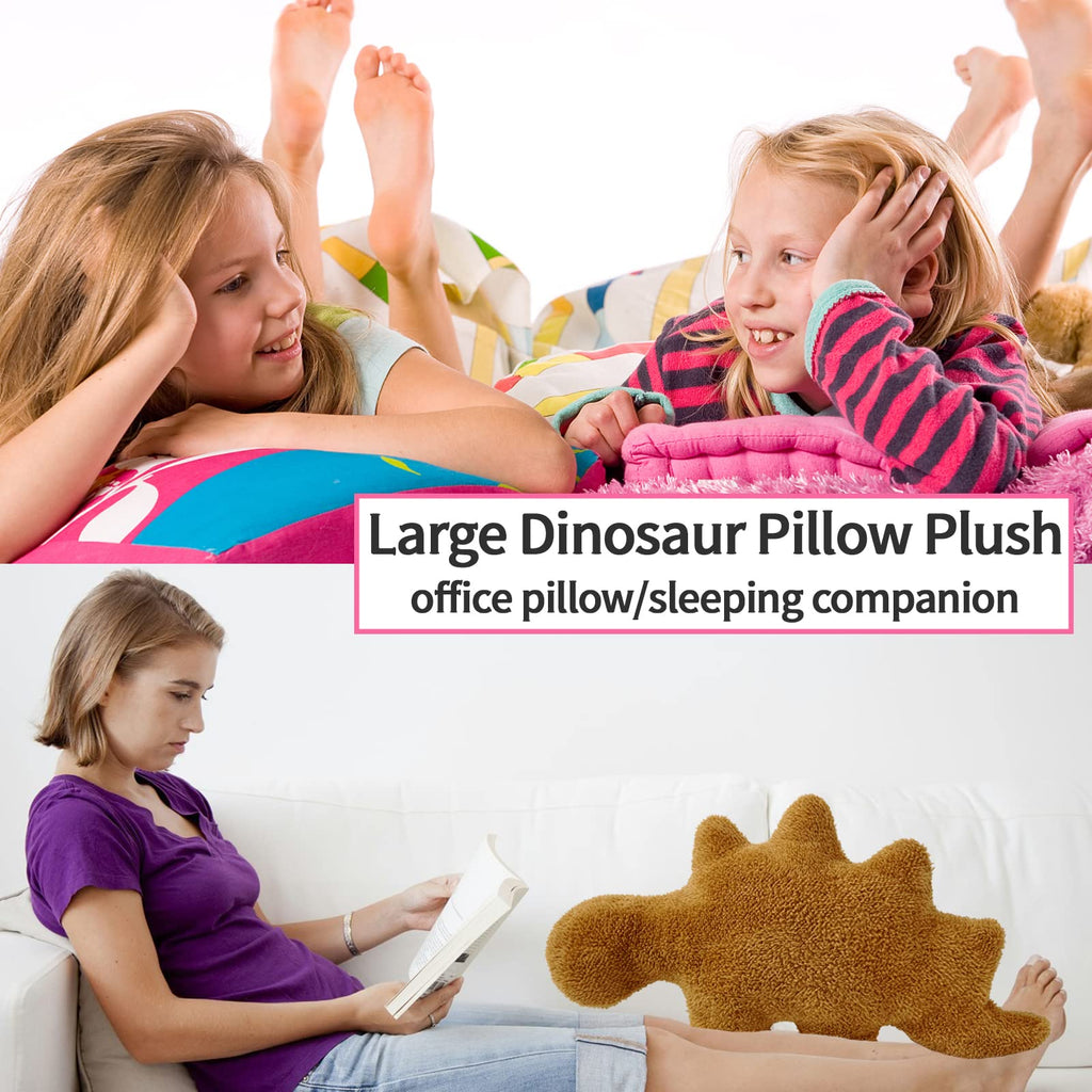Isaacalyx Dino Nugget Pillow - 24" Large Soft Cotton Stegosaurus for Birthday Gifts & Dinosaur Theme Party Decorations