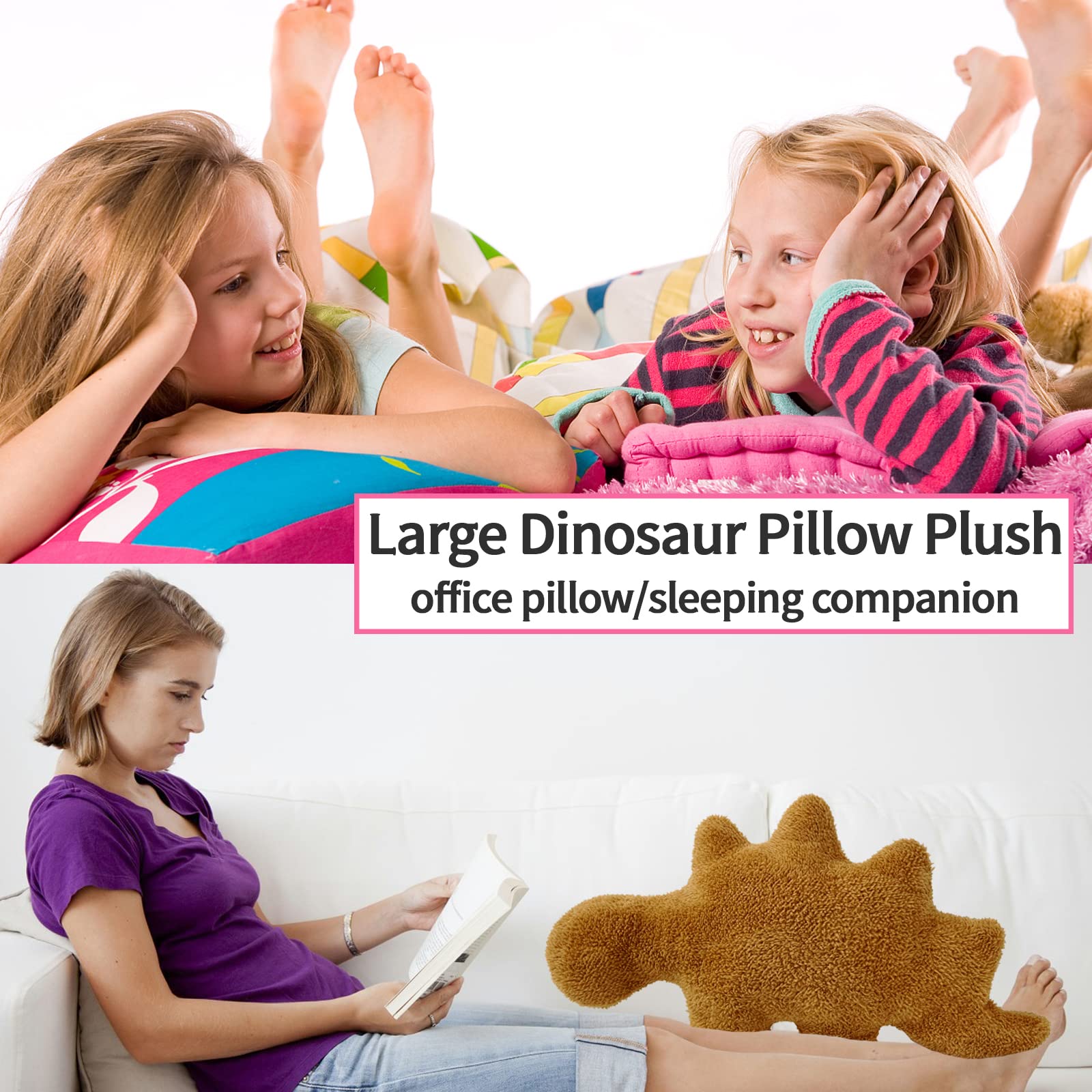 Isaacalyx Dino Nugget Pillow - 24" Large Soft Cotton Stegosaurus for Birthday Gifts & Dinosaur Theme Party Decorations