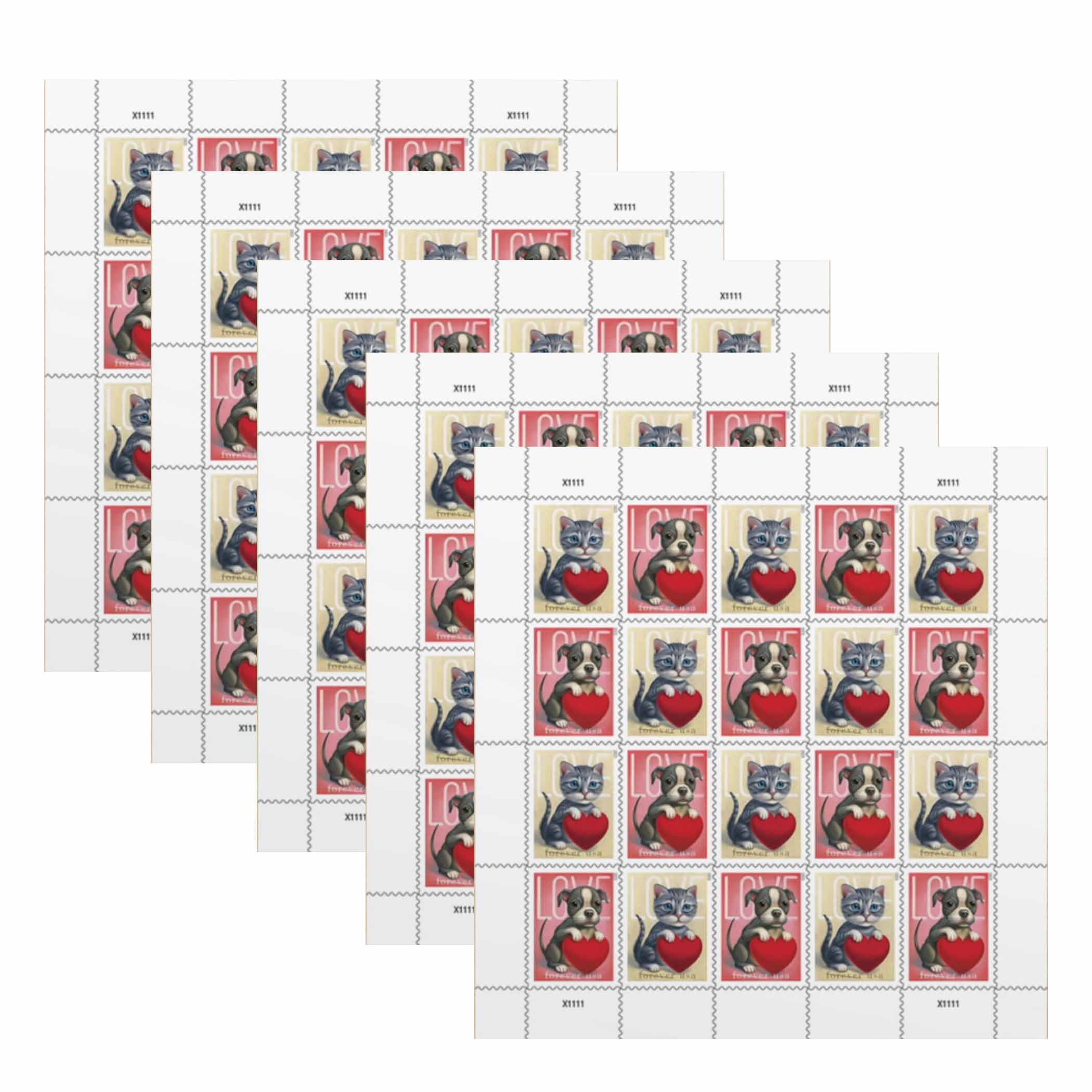 United States Postal Service Cats & Dogs Love First Class Forever Postage Stamps-Perfect For Weddings,Anniversaries,Valentines,E