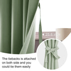 Jiuzhen Blackout Curtains For Bedroom - Thermal Insulated Room Darkening Noise Reducing, 52 X 84 Inch Length Curtains For Living Room, Set Of 2 Panels With Tiebacks, Light Green