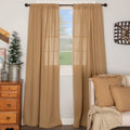 VHC Brands Farmhouse 84x40 Panel Pair Tan Rod Pocket Burlap Window Curtains