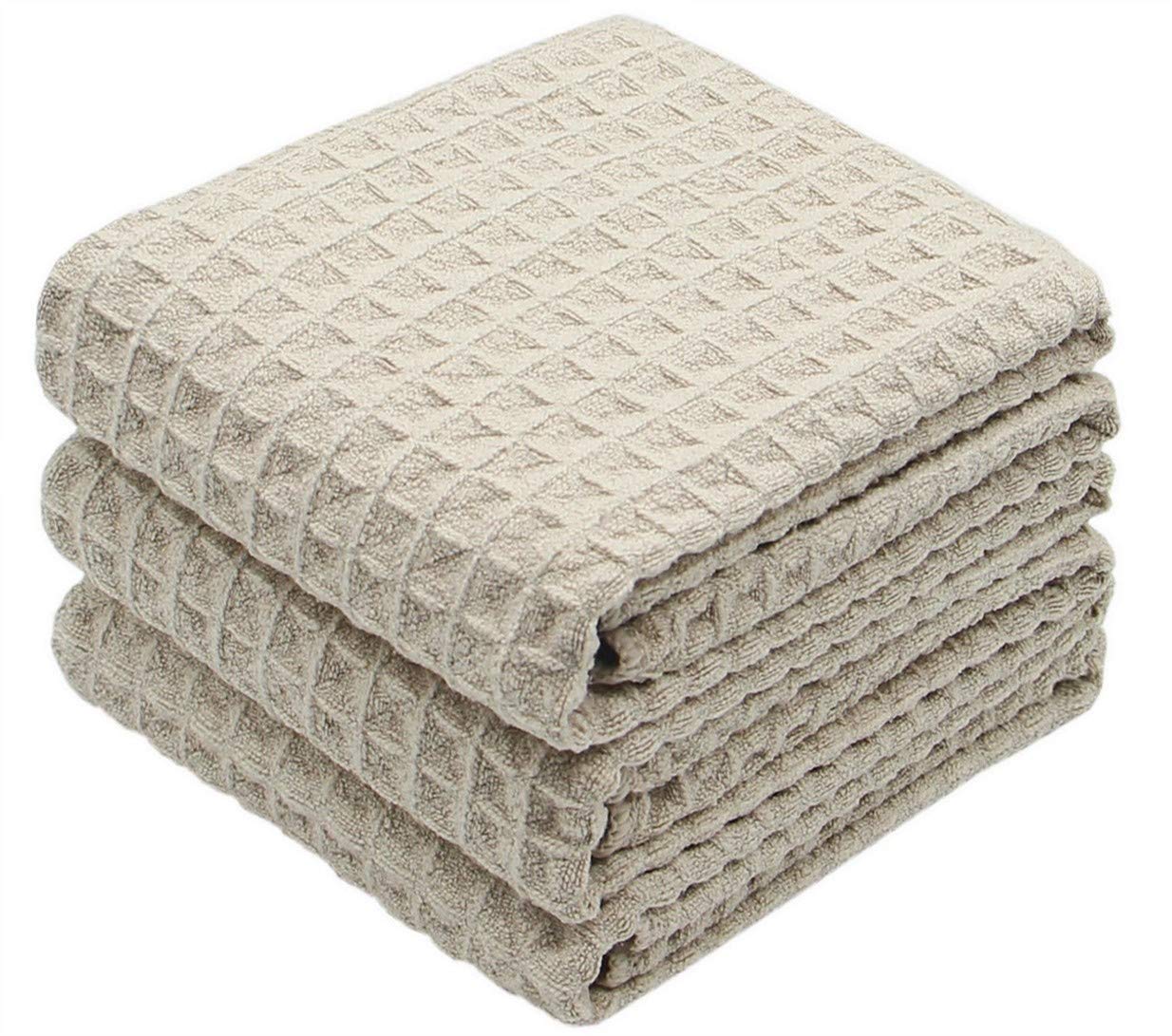 VeraSong Waffle Weave Kitchen Towels Thick Microfiber Dish Drying Towels Absorbent Tea Towels Hand Towel Lint Free 16Inch x 24In