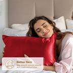 Pure Bedding Satin Pillowcase 2 Pack - Queen Size (20''X30'', Burgundy) - Silky Pillow Cases For Hair And Skin - Satin Pillow Co