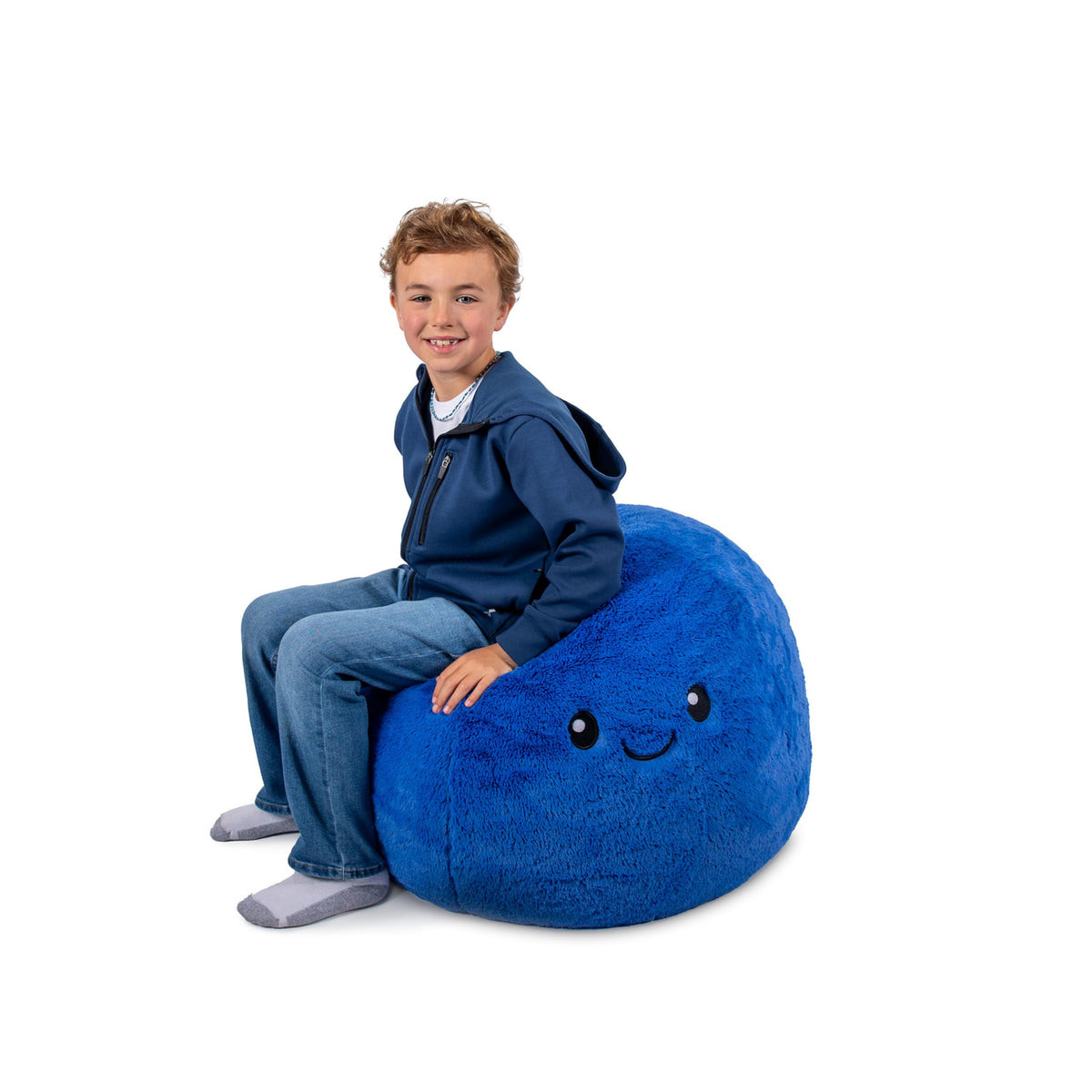 Big Joe Blueberry PlushiPals Super Soft Bean Bag Chair for Kids, Ultra-Soft Plush Polyester Blend, 2.5 feet Refillable
