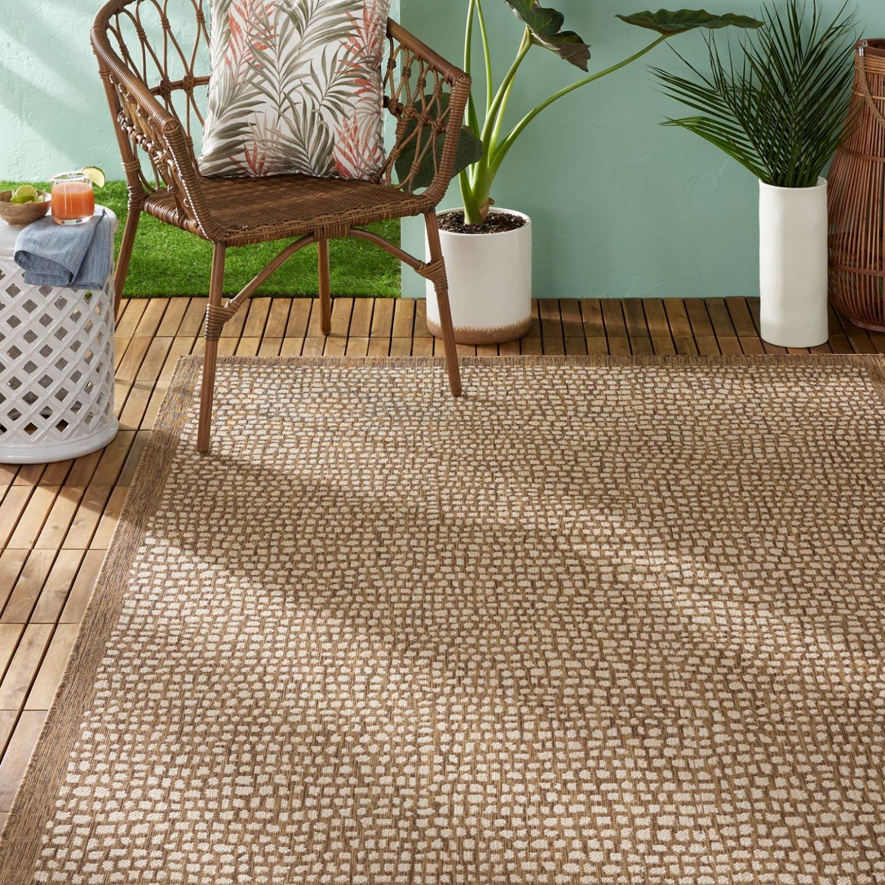 Tommy Bahama Marlin Transitional Indoor/Outdoor Area Rug, Brown, 5'3'X7'3'