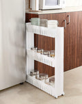 Slim Rolling Storage Rack  3Tiered Shelf Plastic SlideOut Organizer | SpaceSaving, Multipurpose | For Kitchen, Bathroom, Lau