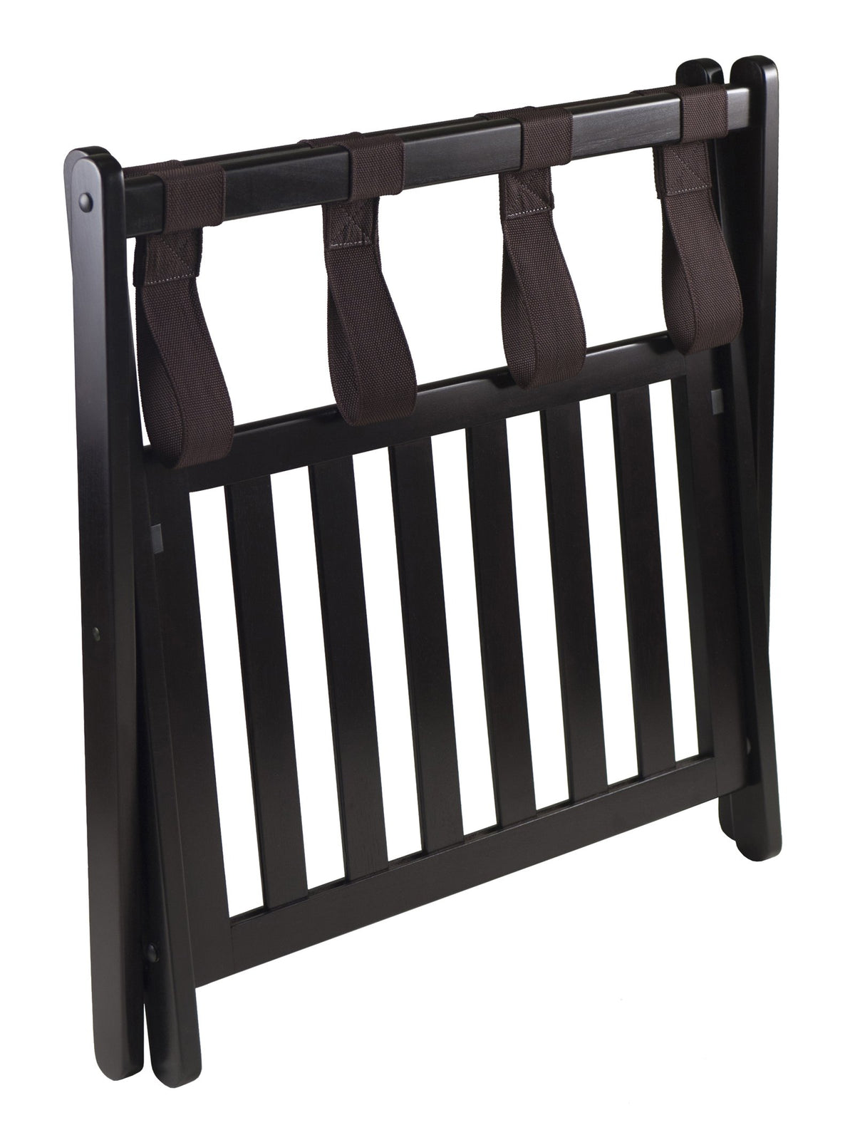 Winsome Reese Luggage Rack with Shelf, Solid Wood, for Guest Room, Bedroom, Hotel, Foldable, with Extra Storage Shelf, No Assembly, Espresso