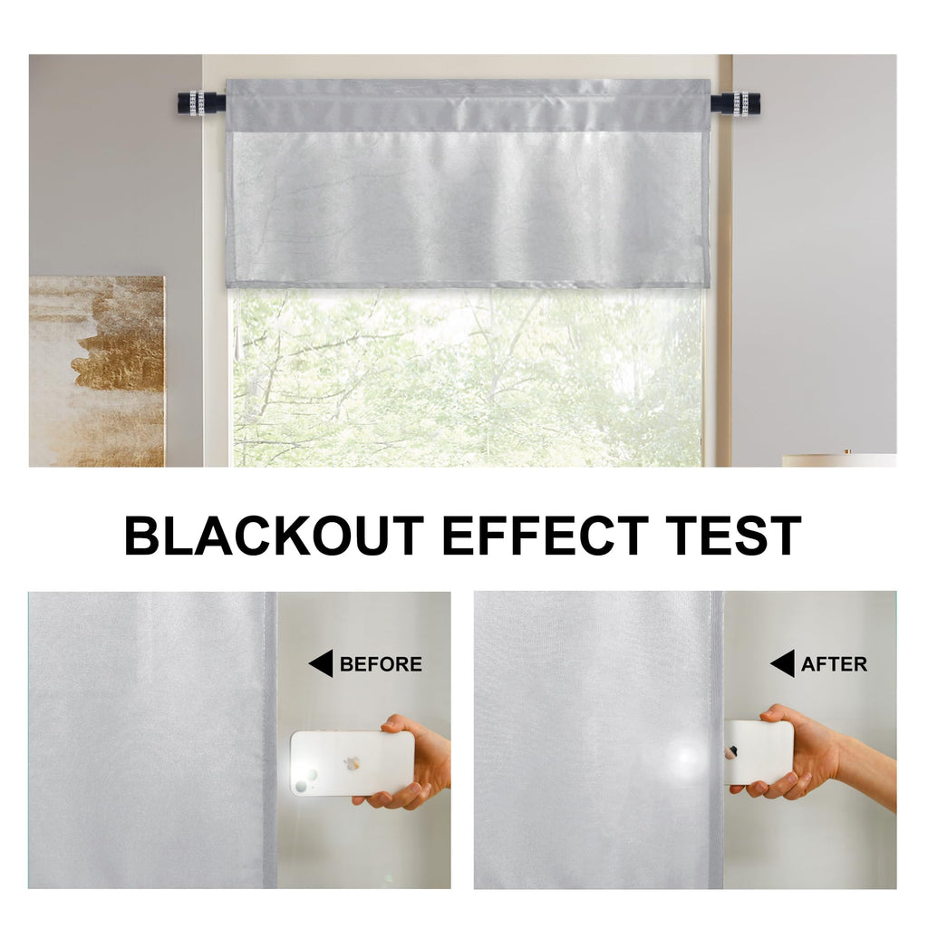 Dwcn Silver Grey Valance For Living Room, Room Darkening Kitchen Curtain Valance, Basement Curtain For Small Window - 1 Panel, 6