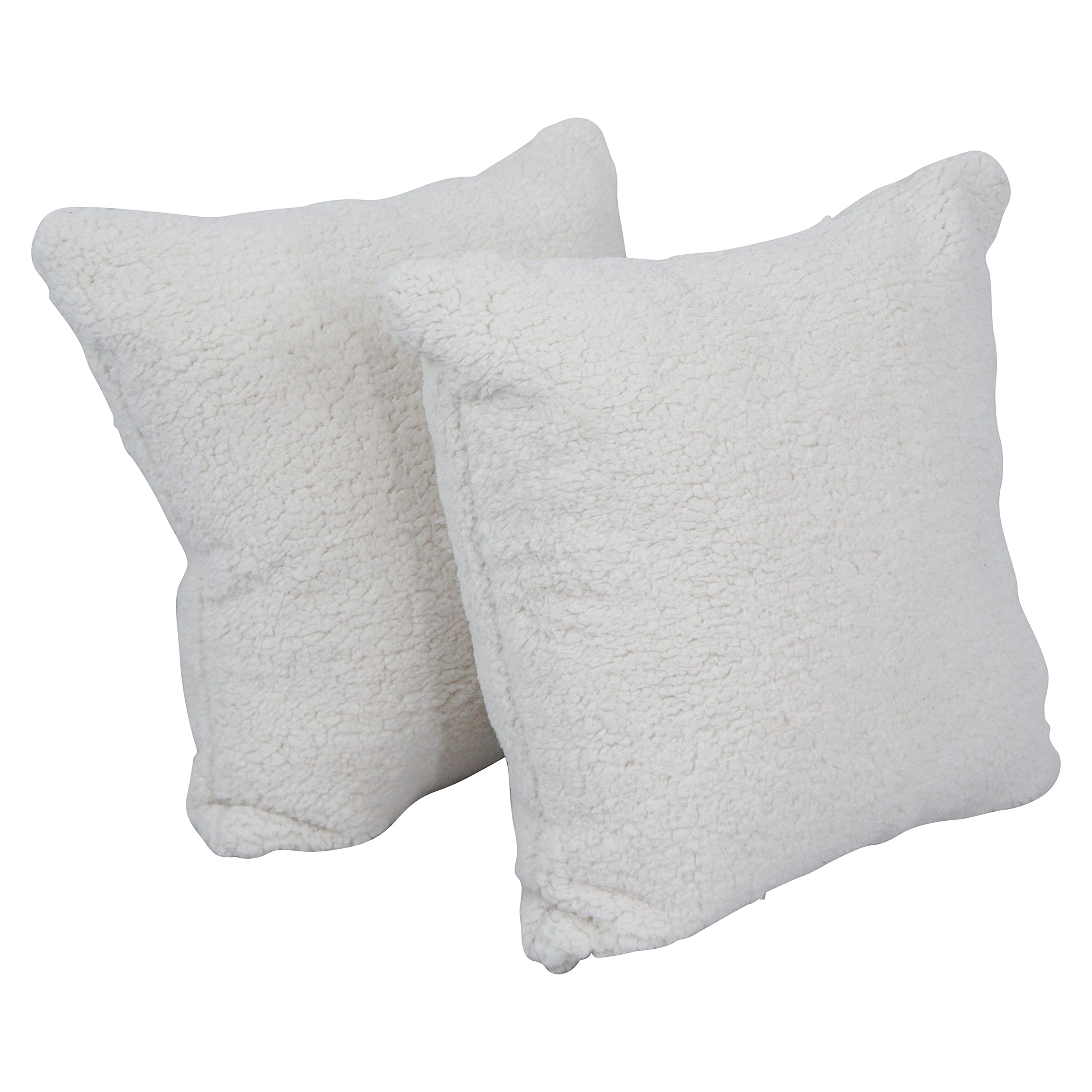 Blazing Needles Square Faux Fur Throw Pillows, 17", Grattan Rice 2 Count