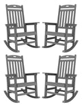 Yefu Outdoor Rocking Chair, Poly Lumber Rocking Chairs For Porch Set Of 4 With High Back, Poly Rocking Chair Look Like Real Wood, Widely Used For Patio, Lawn, Indoor, 380Lb Heavy Duty(Grey)