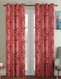 Fashion String Semi Sheer 2 Piece Floral Blossoms Eyelet Polyester Door Curtains  7 Feet, Maroon
