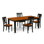 East West Furniture QUPL5-BCH-W 5 Piece Kitchen Table & Chairs Set Includes a Rectangle Dining Table with Butterfly Leaf and 4 Dining Room Chairs, 40x78 Inch, Black & Cherry