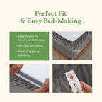 California Design Den 100% Organic Cotton Sheets For Queen Size Bed, Deep Pockets, Percale Sheets Queen, Gots Certified, Soft Cooling Sheets, Bed Sheets Queen Sheet Set, Grey Sheets