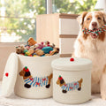 Novabright 2 Pcs Dog Woven Basket with Lid Cute Toy Storage Bin Cotton Rope Puppy Animal Storage Basket for Laundry Toy Pet Gift