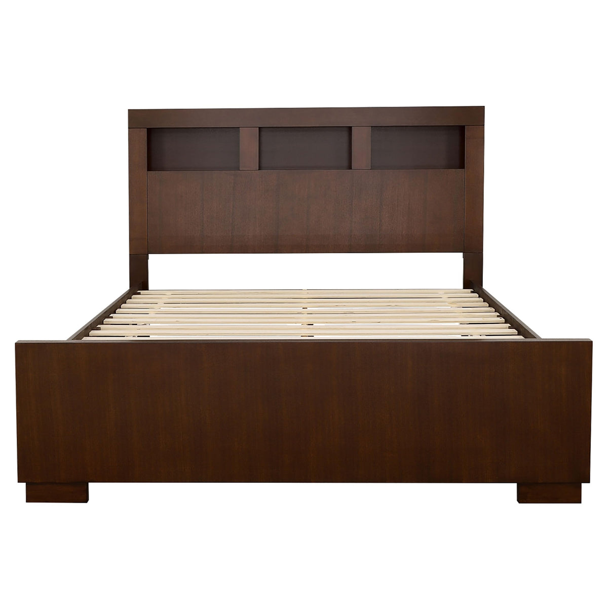 Coaster Home Furnishings Jessica Contemporary 4-Piece Bedroom Set California King Size LED Storage Bookcase Bed Frame 47-inch Headboard Cappuccino 200719KW-S4