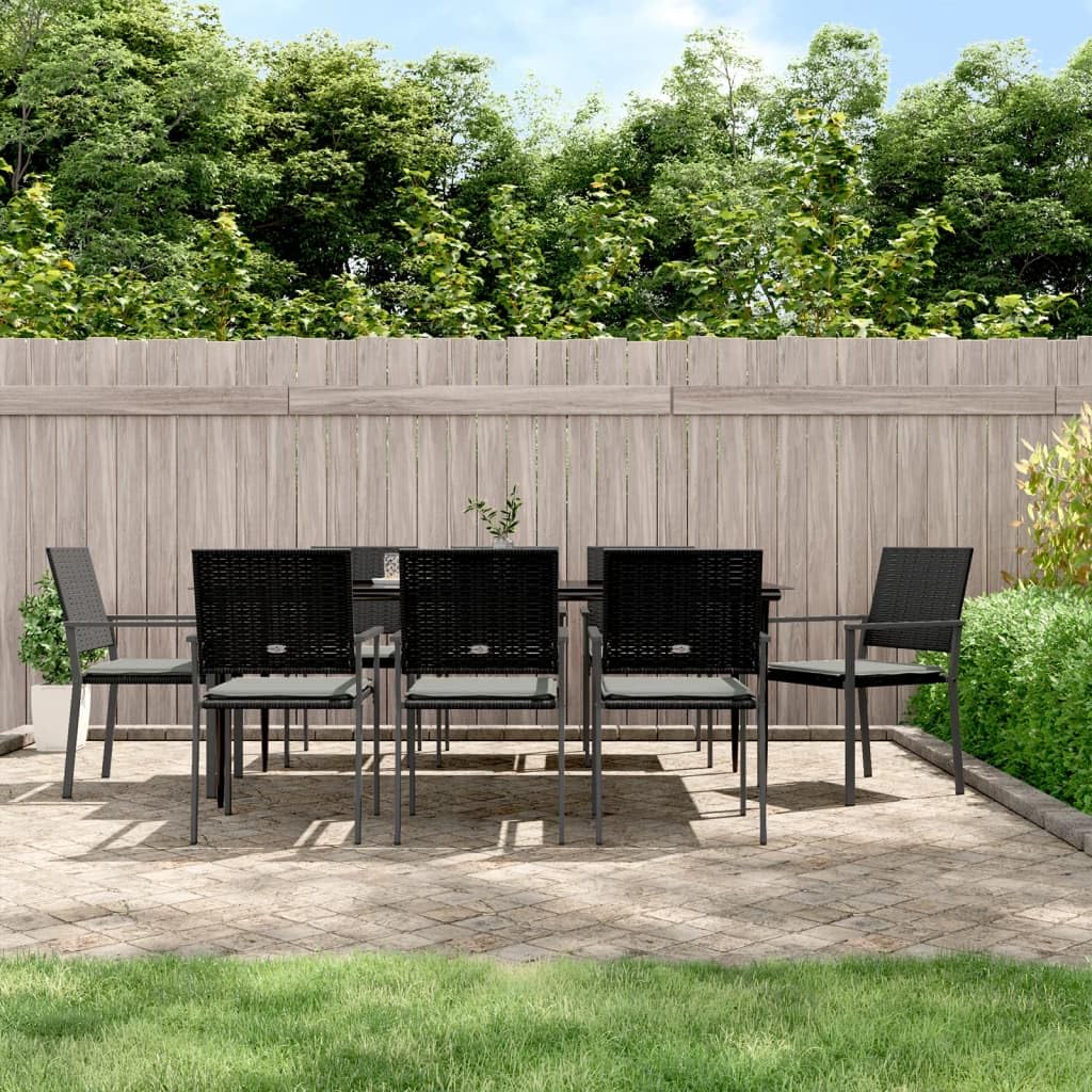 vidaXL 9-Piece Patio Dining Set - Weather-Resistant PE Rattan and Steel Frame - Outdoor Garden Furniture with Tempered Glass Tabletop and Comfortable Cushions