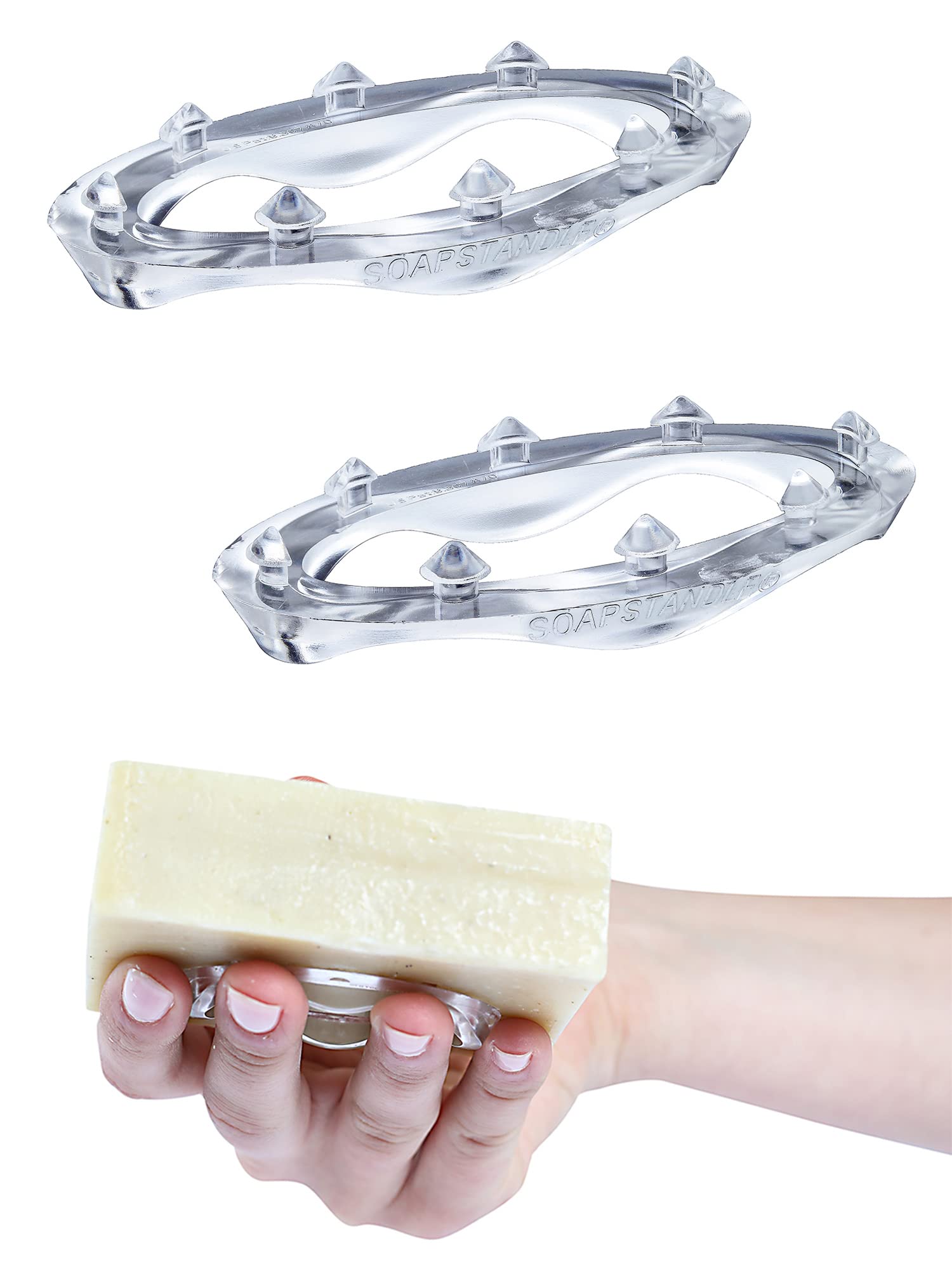 SoapStandle Bar Soap Gripper No Goo or Mess Soap Holder for Bath and Showers - Made from Post-Consumer Plastic, Handy, 2-Pack, C