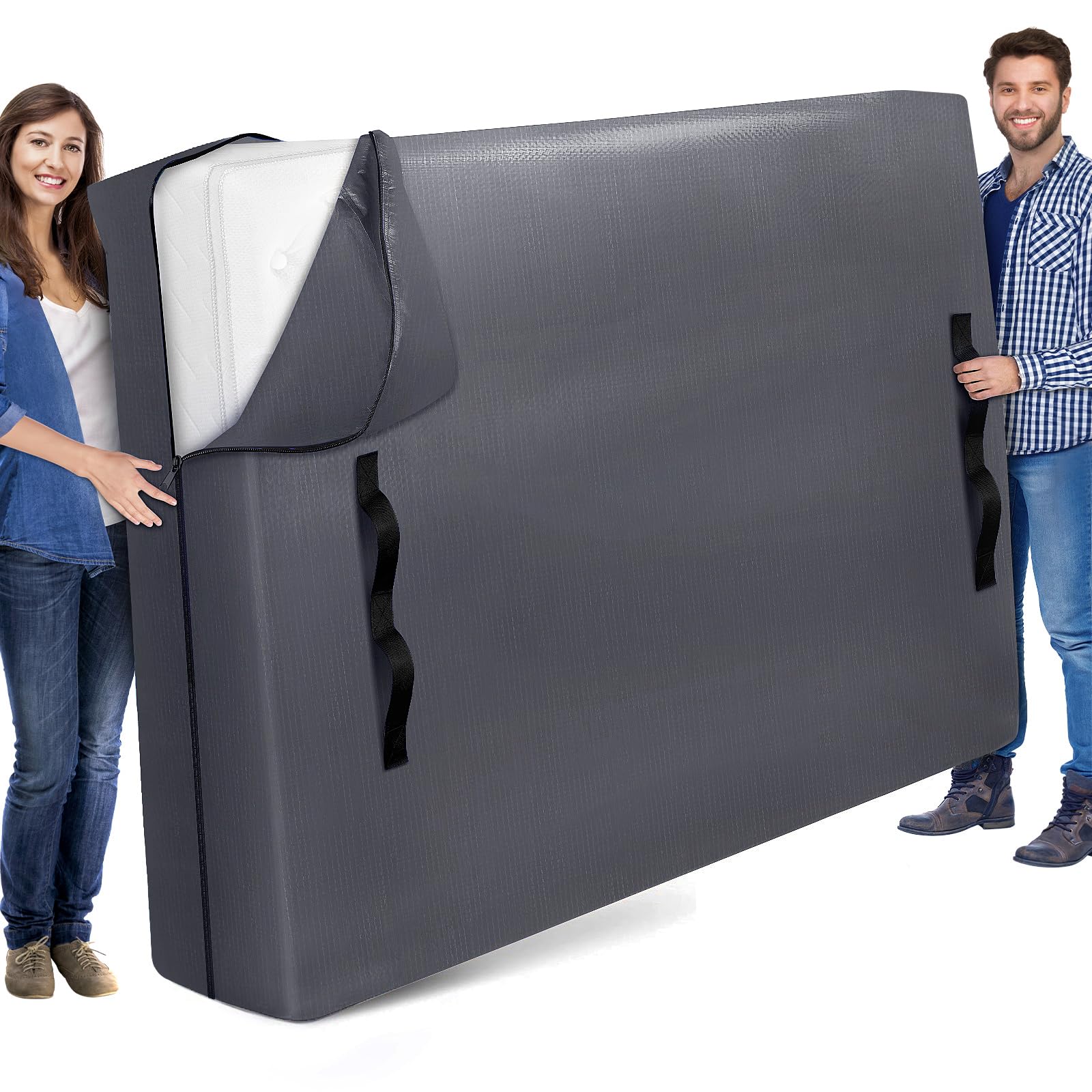 Storageright Mattress Bags For Moving, Cali-King Size - Extra Thick Mattress Cover For Moving With 8 Handles And Zipper, Heavy Duty Mattress Bags For Storage, Reusable Mattress Storage Bag, Moving Bag