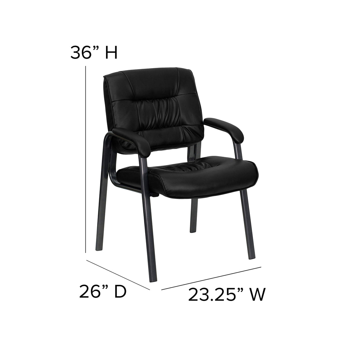 Flash Furniture Haeger LeatherSoft Tufted Executive Reception Chair with Padded Armrests, Upholstered Side Chair for Living Room or Office, Black
