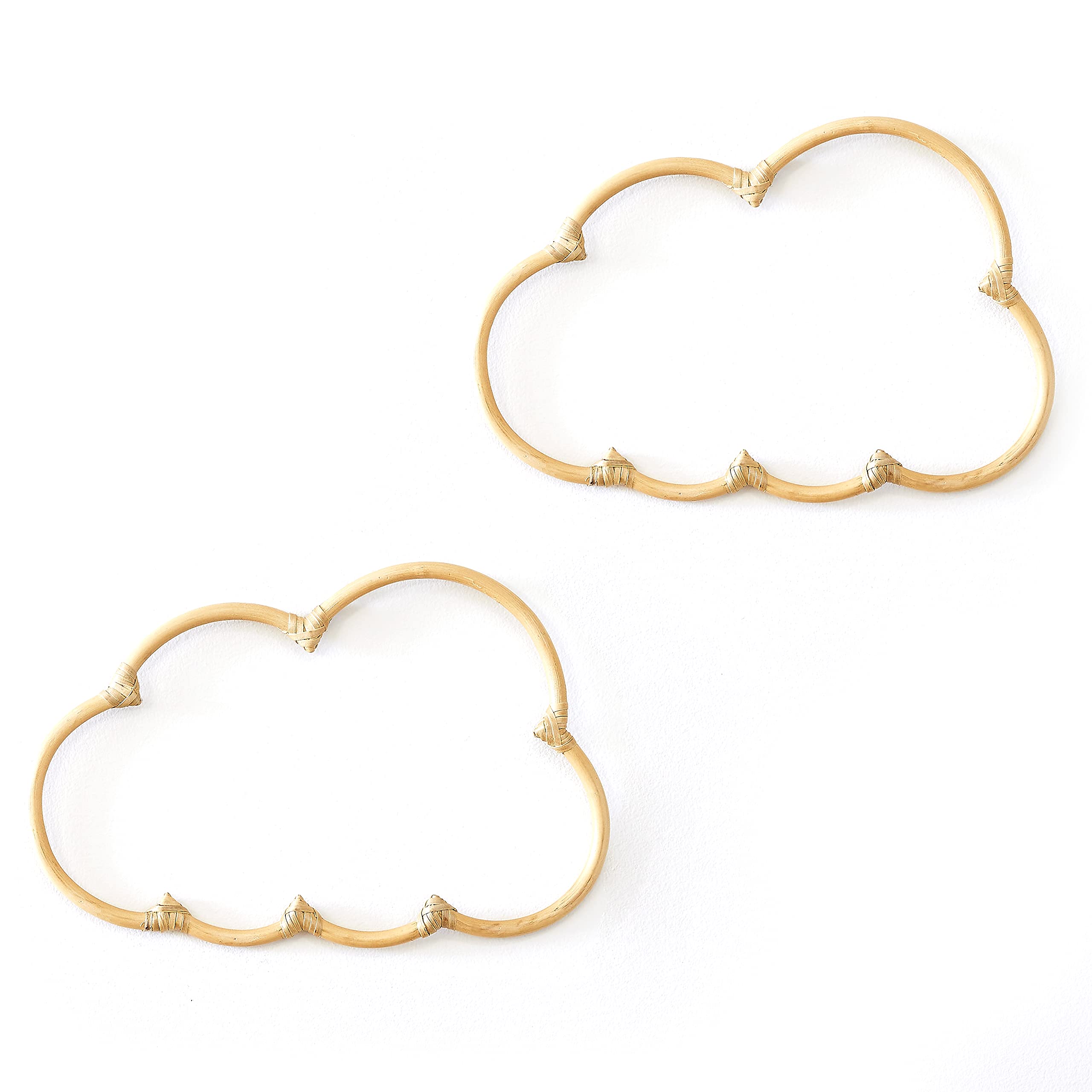 BEBE BASK Handmade Wicker Cloud D  cor Set of 2 - Rattan Cloud Decorations - D  cor for Bedroom and Baby Nursery Wall - for Girl