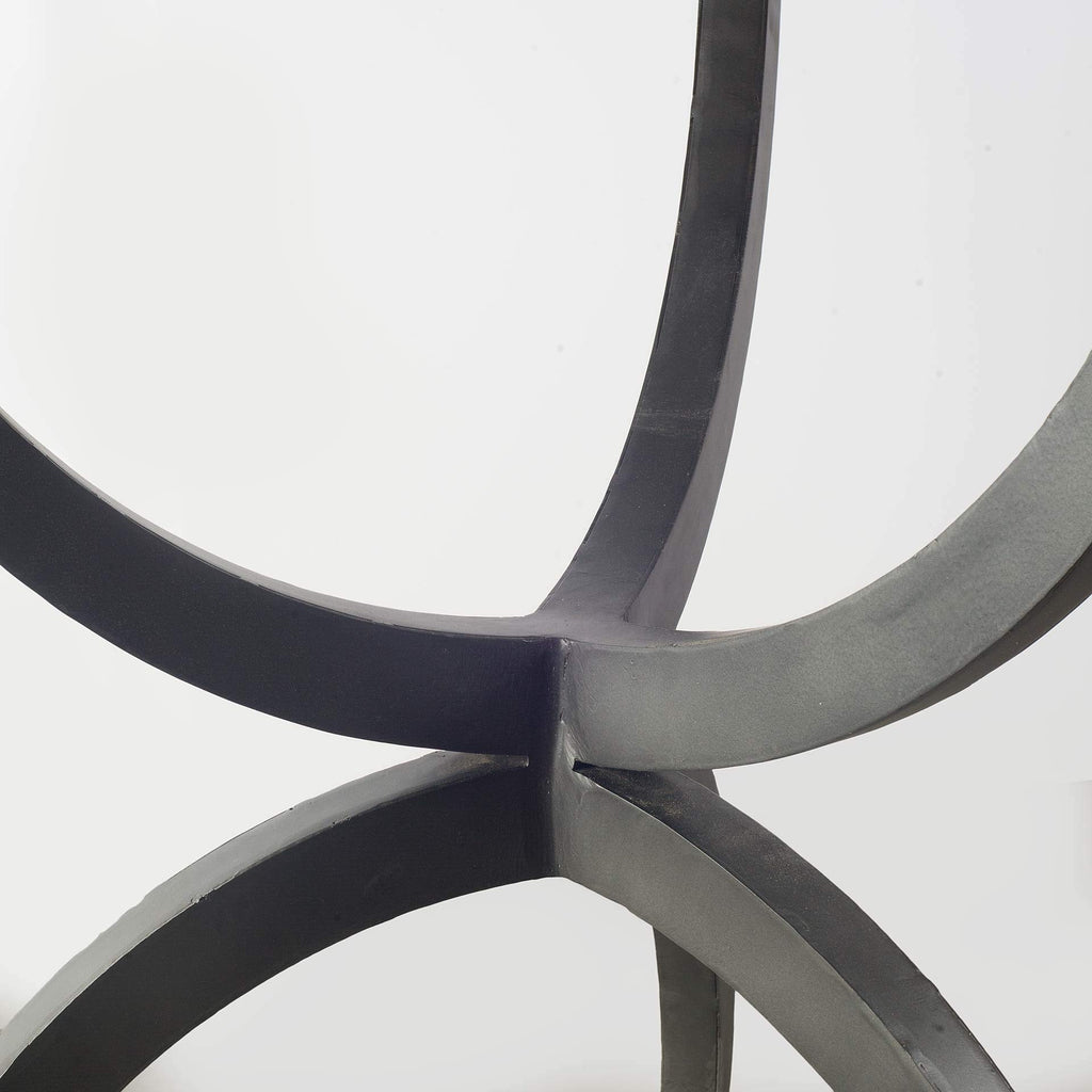 HomeRoots Brown Wood 40' Round White Marble Top with Black Metal Base Dining Table