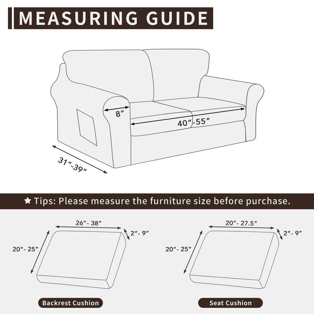 Easy-Going 5 Pieces Stretch Loveseat Cover Washable Loveseat Slipcover Set For 2 Backrest And Seat Cushion Couch Anti-Slip Sofa